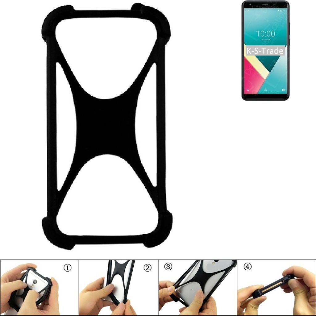 K-S-Trade Handy-Hülle Schutz-Hülle kompatibel mit Wiko Y61 Silikon Bumper TPU Softcase Smartphone Stoßschutz, schwarz