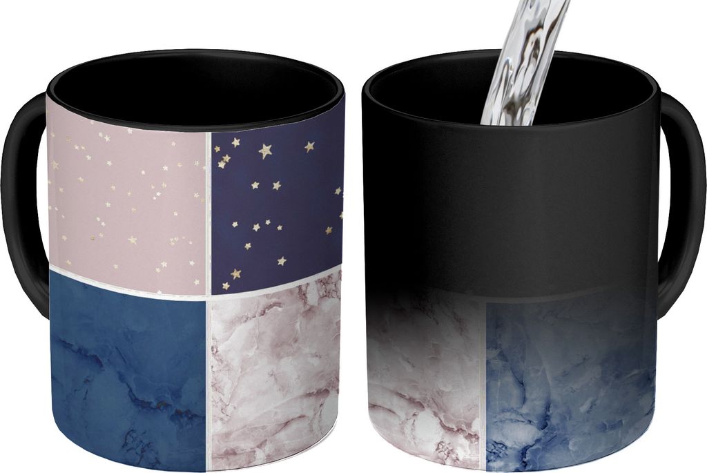 MuchoWow Zauber Tasse Zaubertasse Magic Marmor - Textur - Collage 350 ml Farbwechsel Becher Geschenk Geschenkidee - Magic-Tasse - Fototasse - Ker...