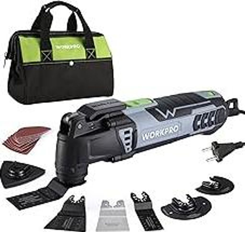 300W Multifunktionswerkzeug, Oszillierende Säge mit 17 Zubehör und Aufbewahrungstasche, 7 Drehzahl 15000-23000 rpm Oszillationswerkzeug Oszillier...