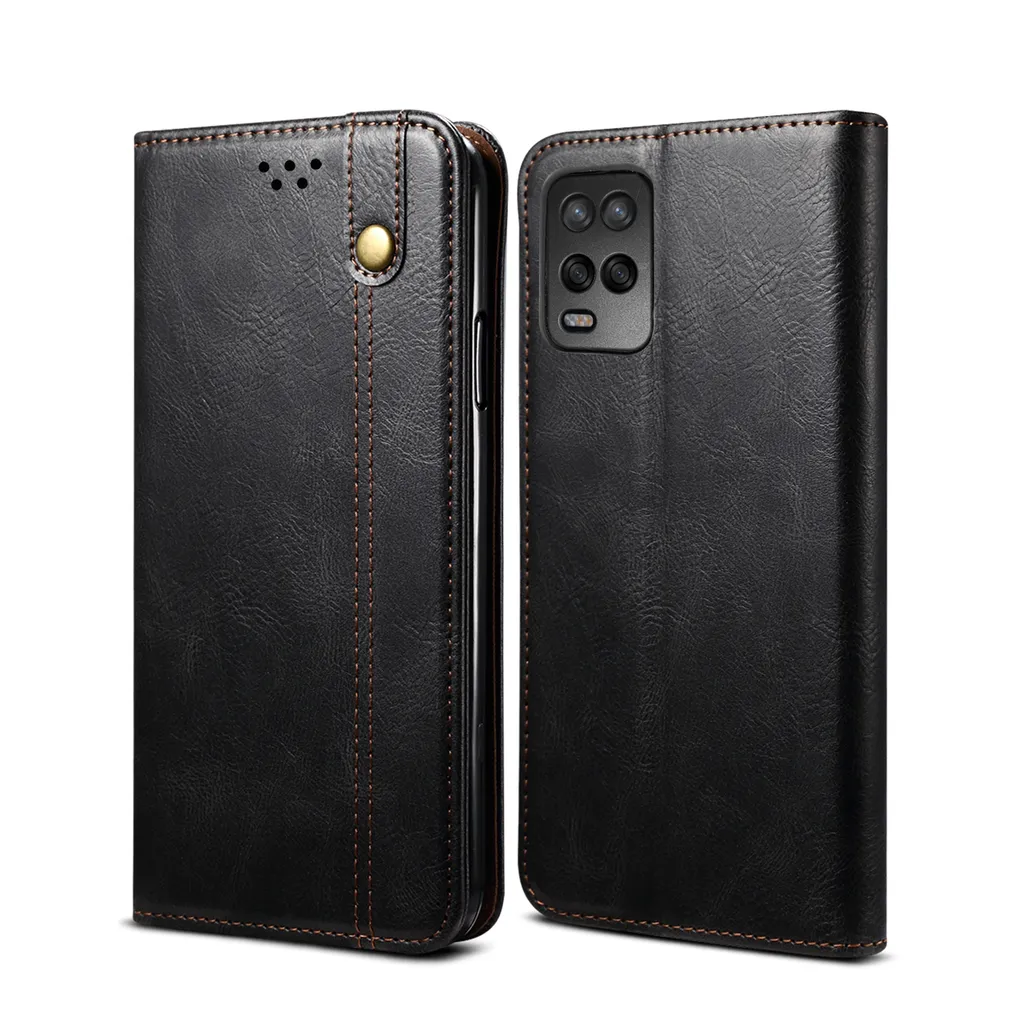 Custodia OPPO A54 4G: Cover Libro Pelle Nera con Stand e Porta Carte