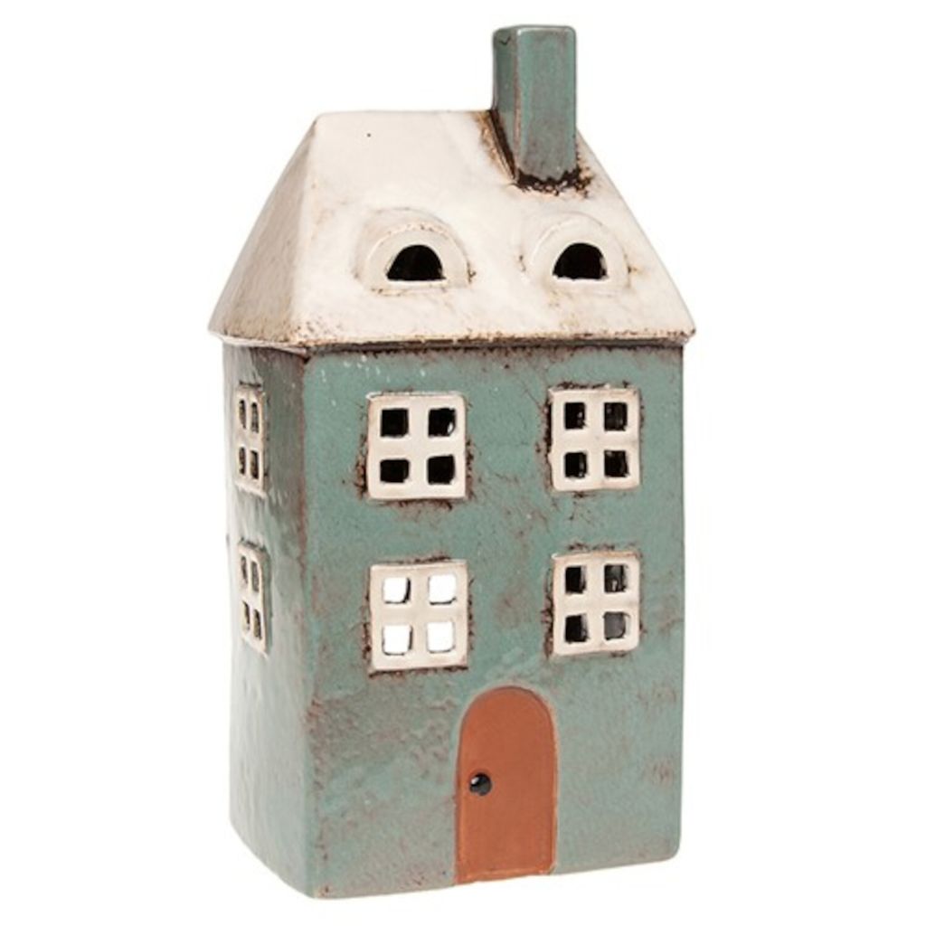 Village Pottery Teelichthalter, Tall House, Handarbeit