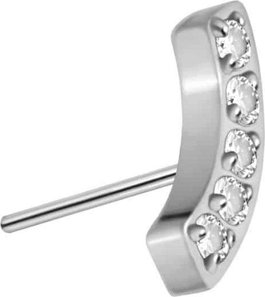 Piercing-Zubehör Titan Aufsatz mit Push Pin BOGEN + 5 KRISTALLE