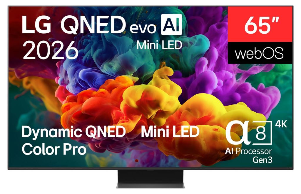 LG QNED evo AI MiniLED 65QNED86B6B, 165,1 cm (65"), 3840 x Produktbild 