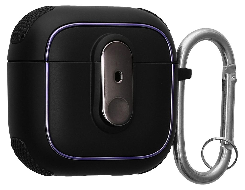 kwmobile Hülle kompatibel mit Apple Airpods 4 Hülle - Kopfhörer Case - TPU Cover mit Karabiner - Stoßfeste Schutzhülle - Schwarz Schwarz