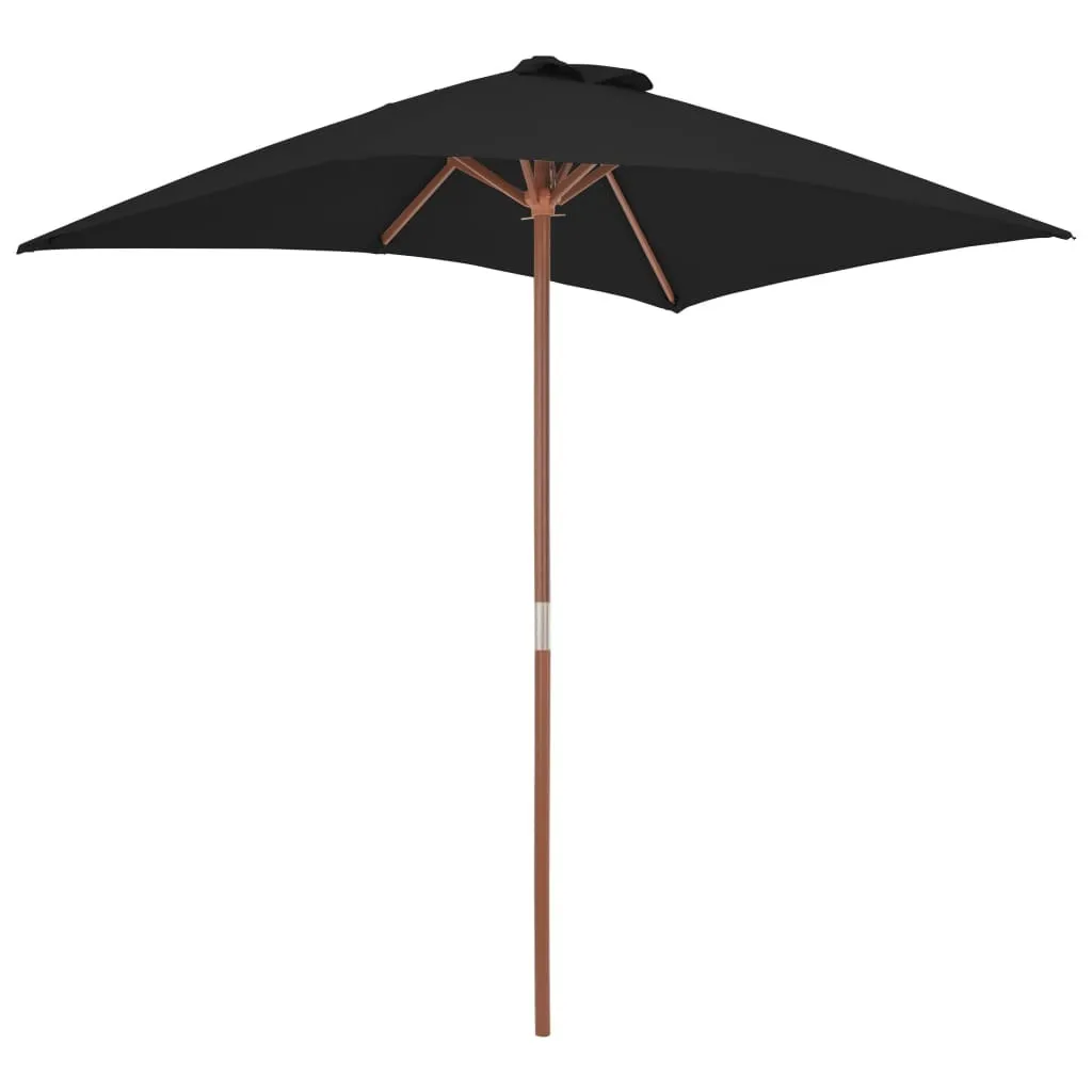 Ombrellone in Legno Nero 150x200 cm - Arredo Esterno Elegante e Robusto - 2