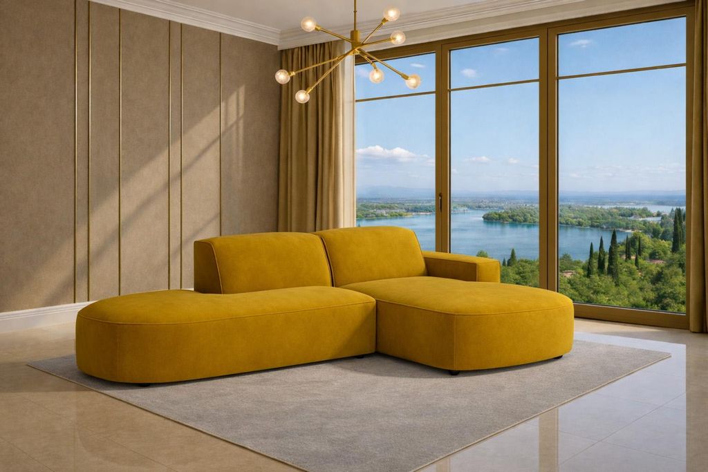 Kaiser Möbel Ecksofa Cursal Atelier, Stoff Salvador, Gelb, Rechts