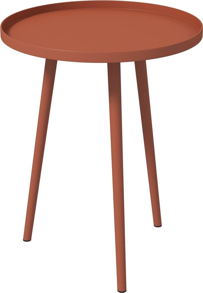 Beistelltisch Garten, wetterfester Gartentisch mit erhöhtem Rand, Balkontisch aus Stahl, runder Kaffeetisch 20kg belastbar, Ø40x50H cm, Sofatisch...