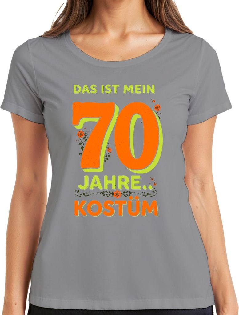 70 Jahre Kostüm 70er Karneval Fasching Köln Party Jeck Narren Damen T-Shirt, Grau, XL
