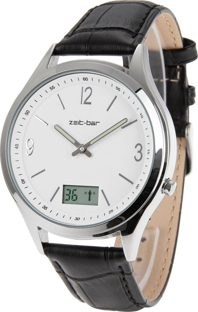 Zeit-Bar Funk-Armbanduhr Herren, mit Datums- und Produktbild 