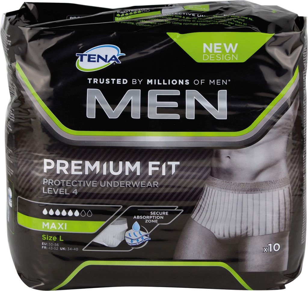 TENA Men Level 4 Premium Fit Prot. Underwear Gr. L, 10 St. Produktbild 