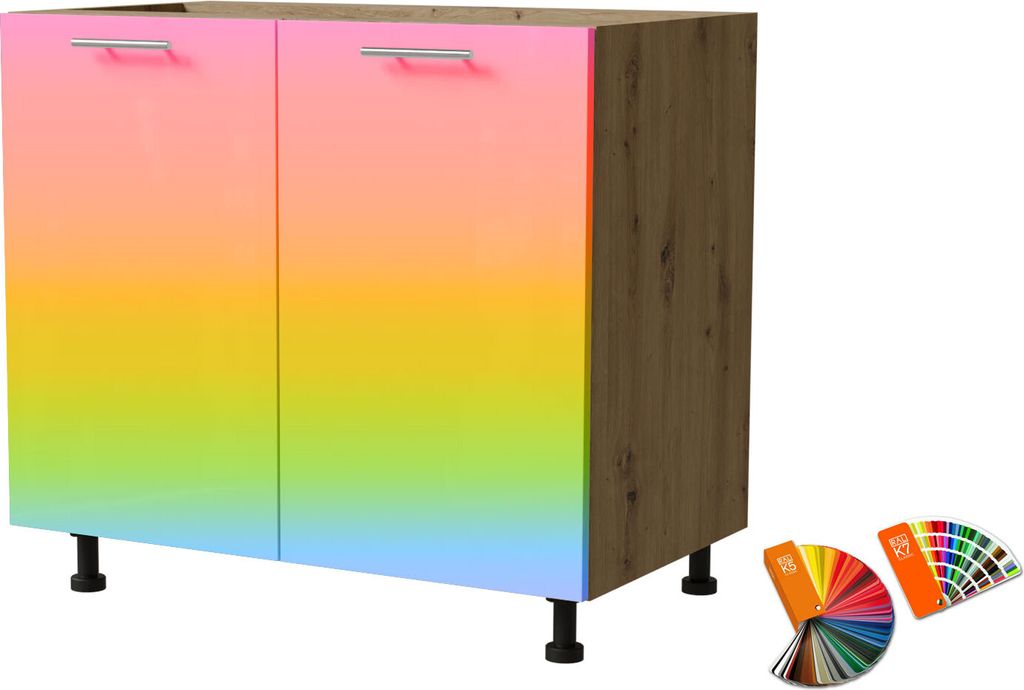 Küchenunterschrank BRERRA 90x82cm lackiert Farbe wählbar BR-D11/90,RAL Wunschfarbe (K5 / K7),Eiche Artisan