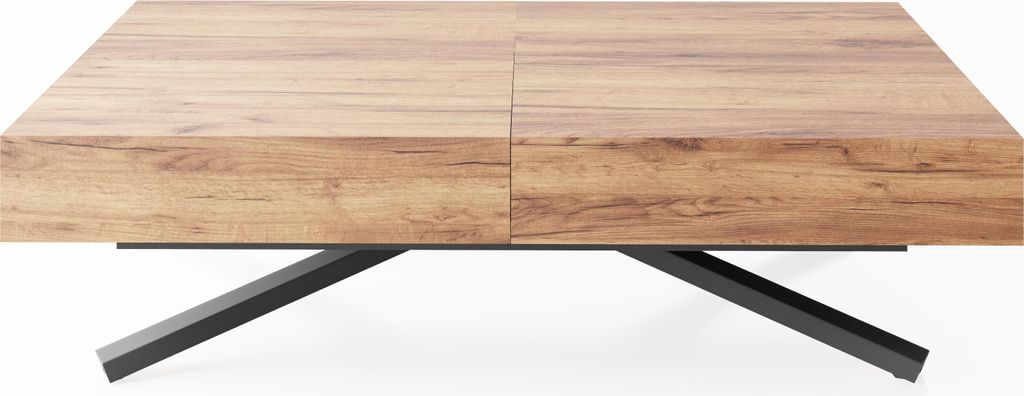 Couchtisch Höhenverstellbar und Ausziehbar Cavetta X - Wohnzimmertisch Esstisch Multifunktionstisch 120-200/80/27-76 cm Craft Eiche
