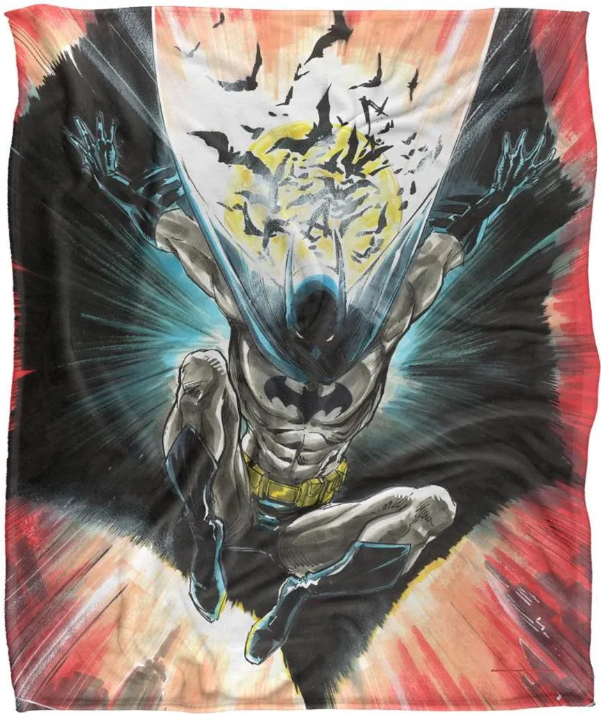 Couverture de Saut Batman Soyeuse et Douce Noir et Rouge Taille Unique