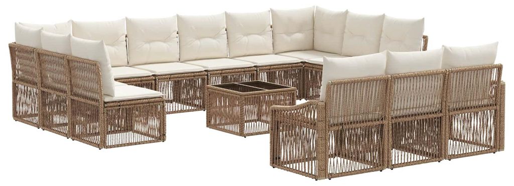 vidaXL Gartensofa-set 14 pcs Beige Poly-Rattan