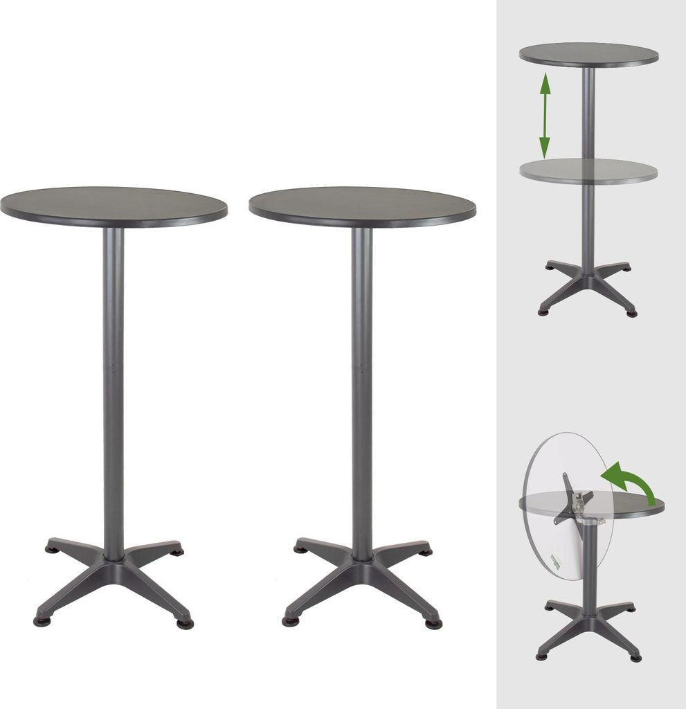 2x Stehtisch 2in1 Bistrotisch Alu klappbar höhenverstellbar Produktbild 