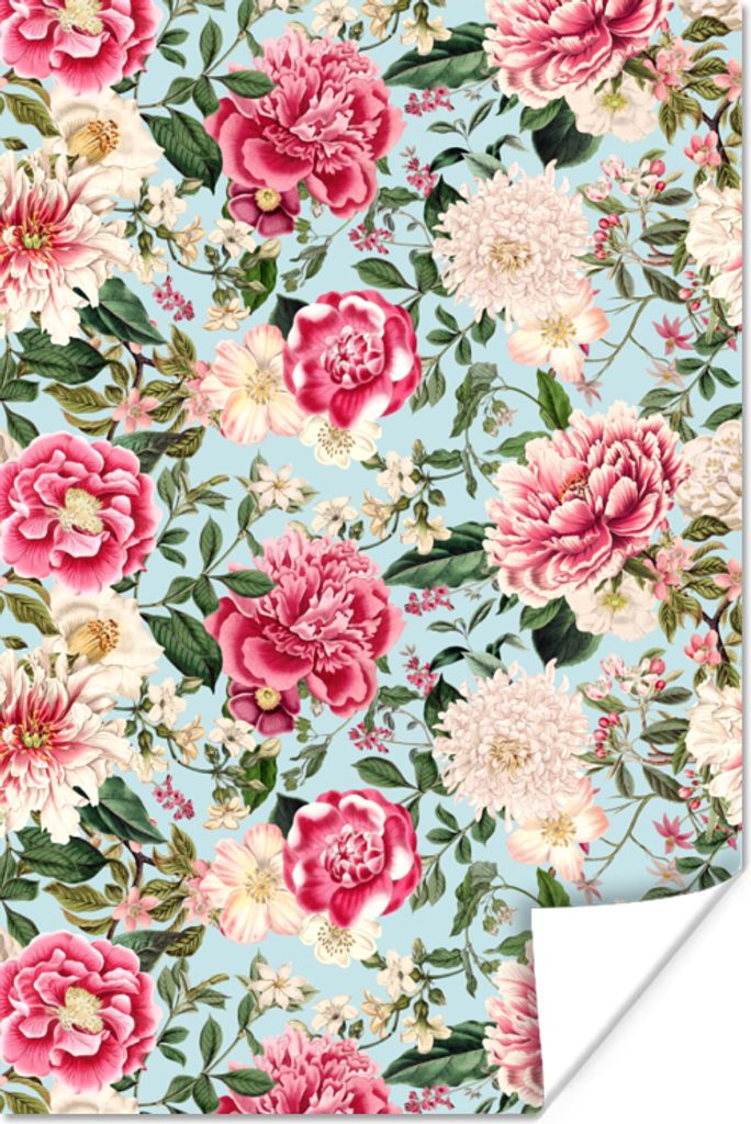 MuchoWow Poster Blumen - Farben - Muster 80x120 cm - Papierdruck