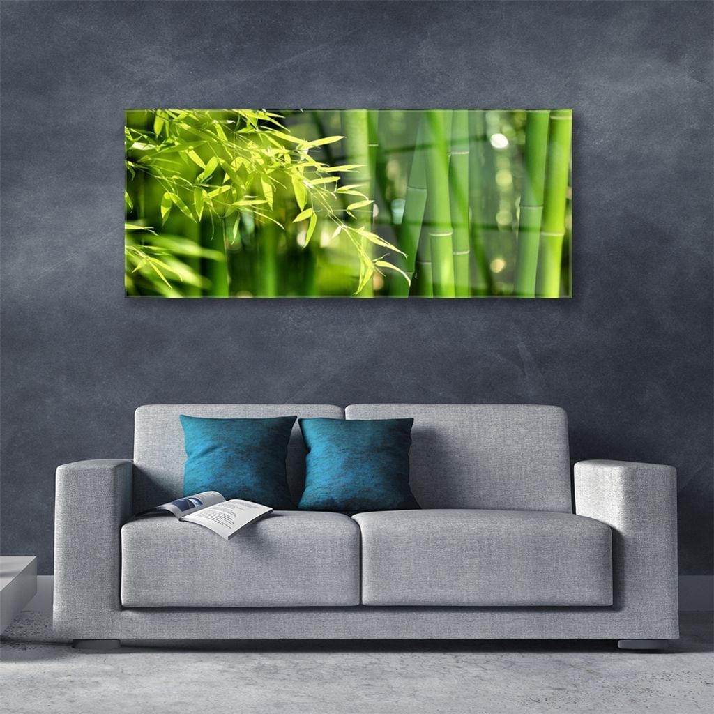 Acrylglasbilder 125x50 Wandbild Druck Bambusrohre Blätter Pflanzen