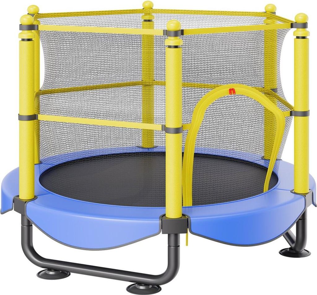 5FT Trampolin für Kinder, 60" Indoor-Outdoor-Trampolin mit Sicherheitsnetz, Basketballkorb und Ozeanbällen, Mini-Trampolin für Kleinkinder, Gebu...