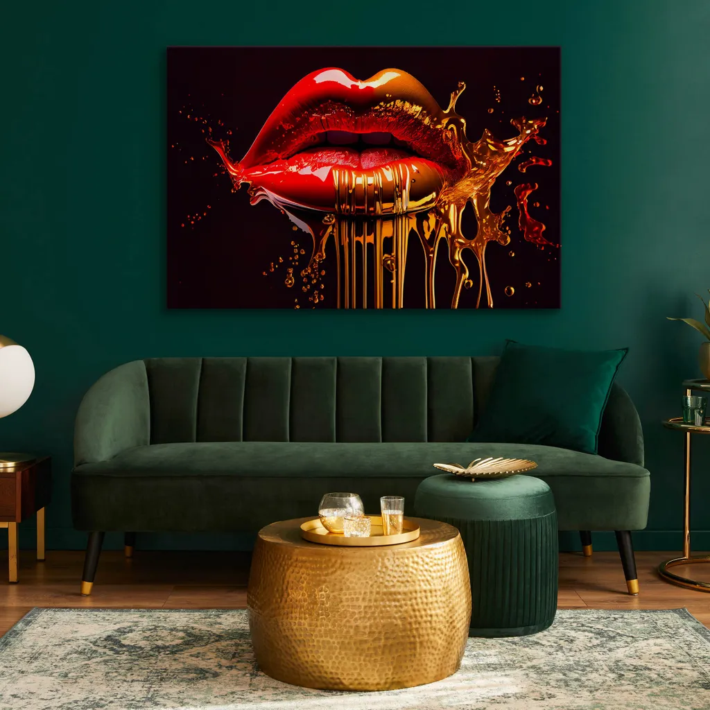 Quadro 120x80 Muralo Labbra Rosse 3D - Arte su Tela per Ufficio - 7