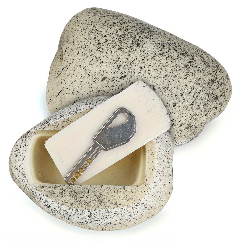 Schlüsselbox aus Kunststein für Garten, Hof und Rasen – Dekoratives Accessoire aus Kunstharz, ideal als Ersatzschlüsselhalter.