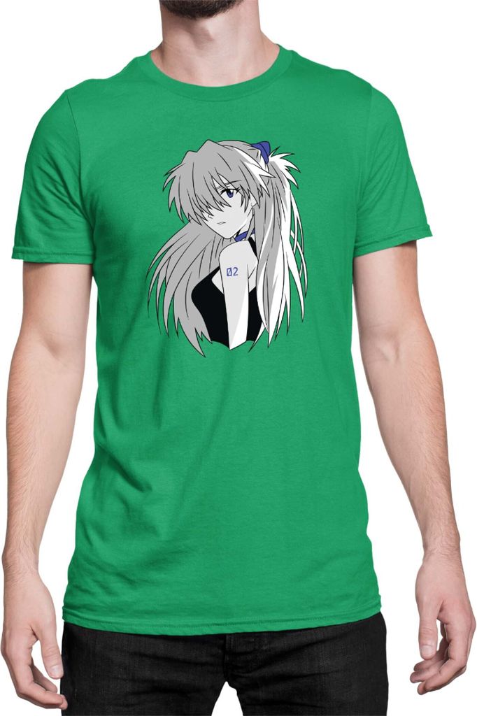 Herren T-Shirt Japan Anime Manga Neon Anime Genesis Manga Evangelion Asuka Langley Soryu 04 Asuka Legendary Pilot, Man S / Grün