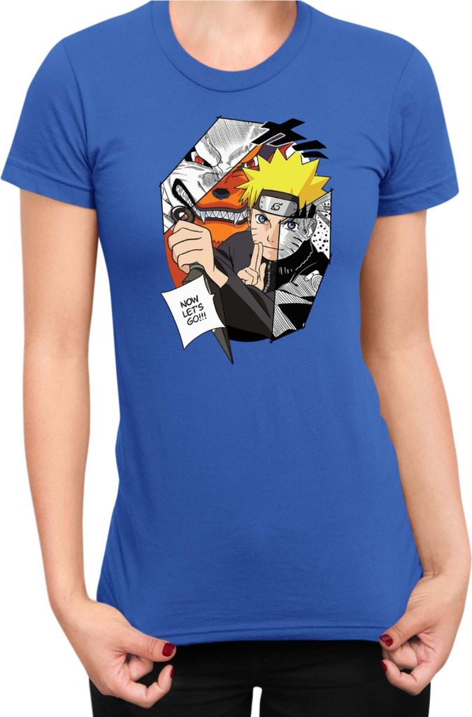 Damen T-Shirt Naruto Naruto & Kurama, Lady XL / Blau