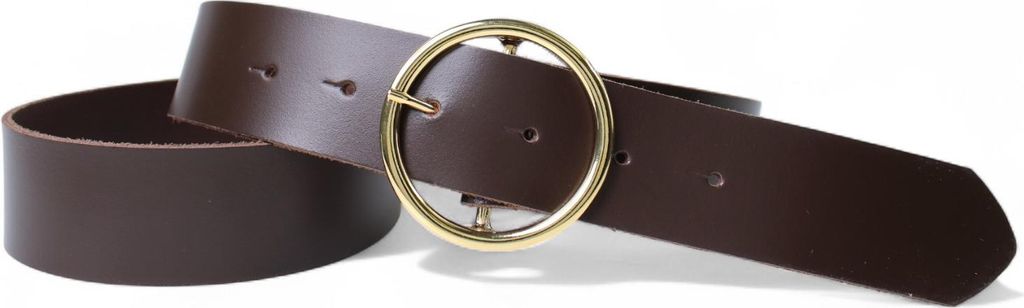 FRONHOFER Damen Ledergürtel 4 cm runde vergoldete Gürtelschnalle, echt Leder
