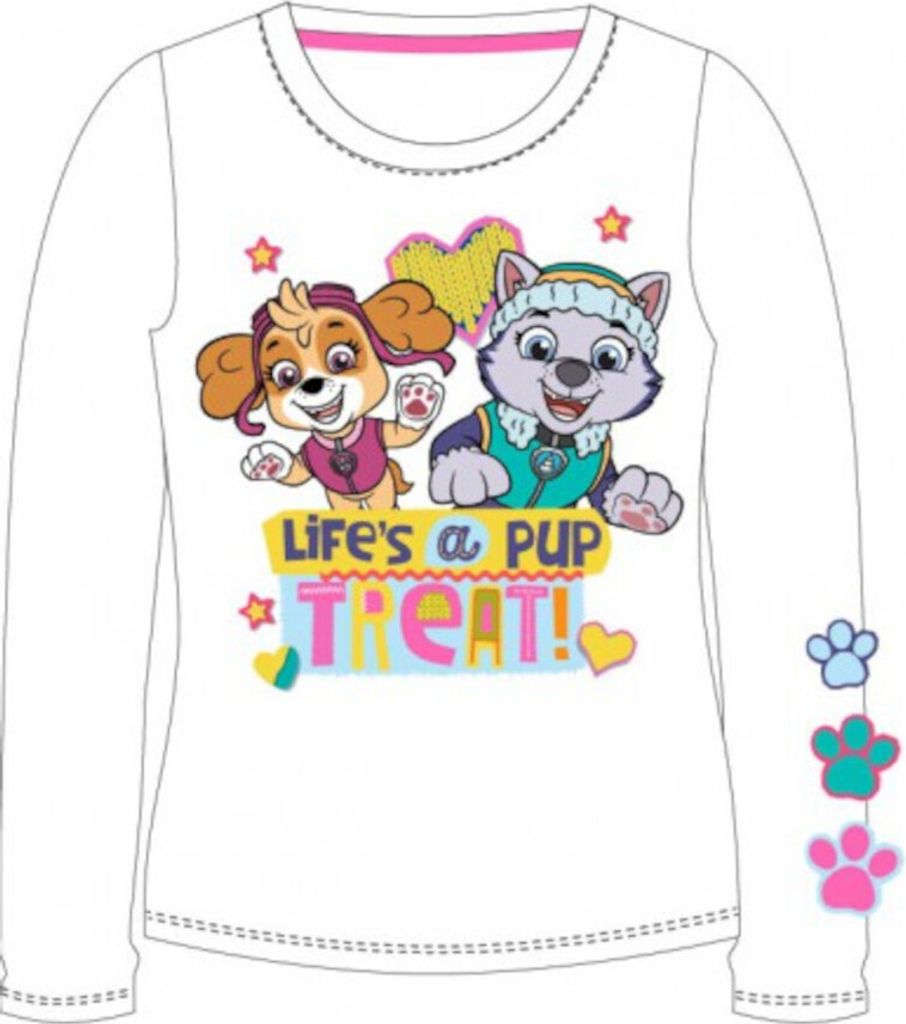 PAW Patrol Langarm- Shirt für Mädchen | 'Life's a PUP' | Skye & Everest, weiß,122