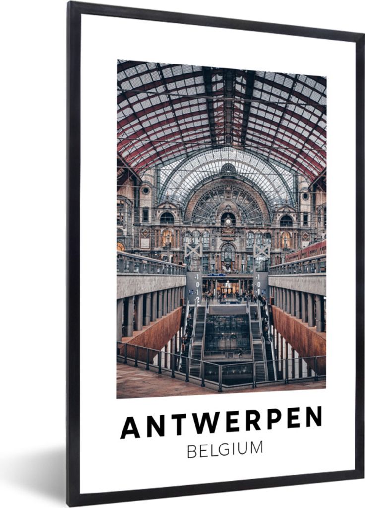 MuchoWow Gerahmtes Poster Antwerpen - Belgien - Zug 20x30 cm - Poster mit Schwarzem Bilderrahmen Wandposter Rahmen Foto Bilder - Drucken - Bilder...