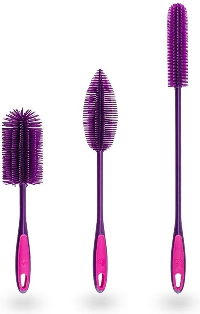 Lot de 3 brosses en silicone violettes antibactériennes de cuisine