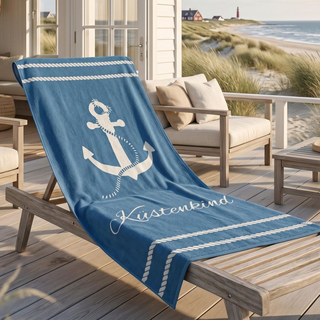 Küstenkind Badetuch 90x180 cm, 100 % Baumwolle, Strandtuch Produktbild 