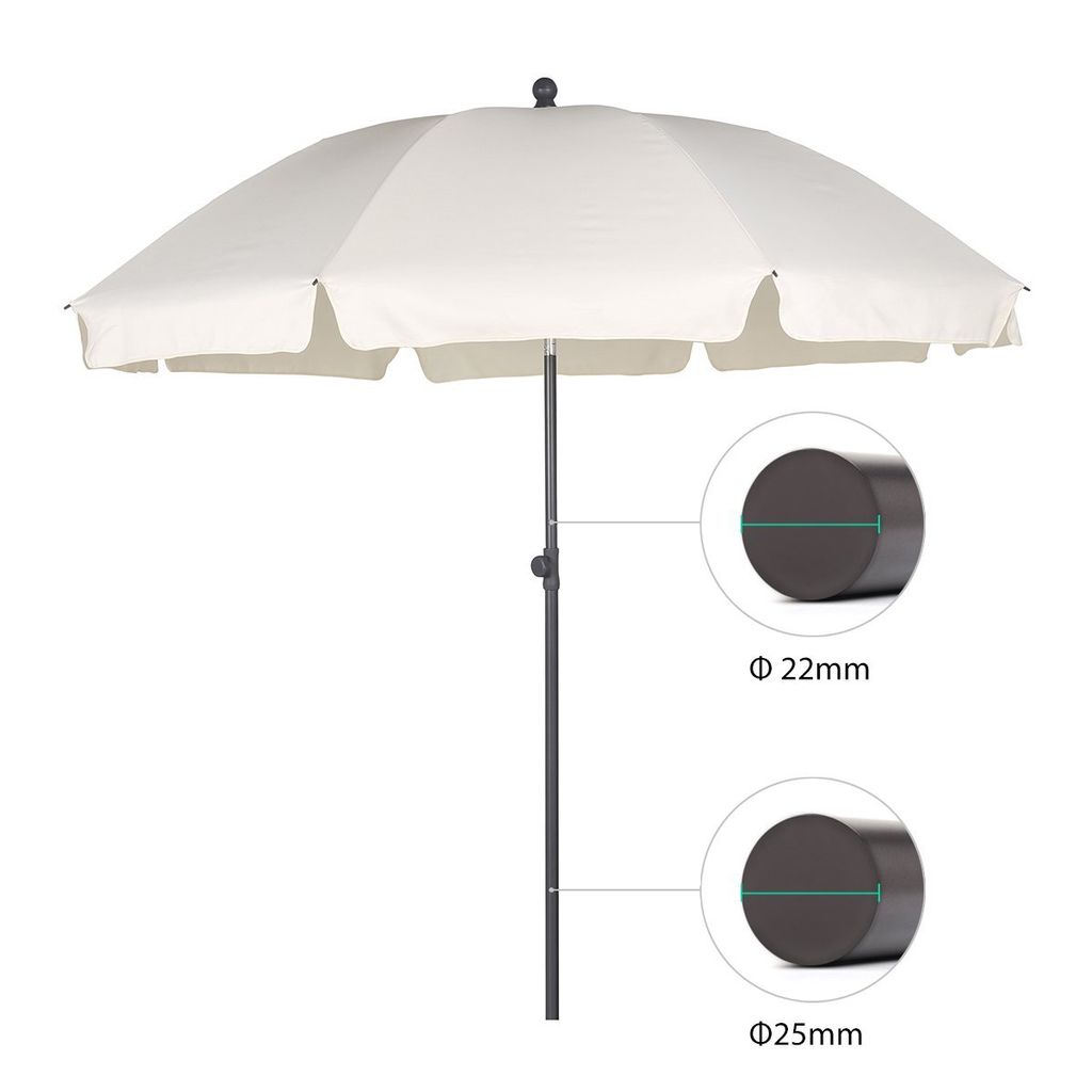 Gartenschirm Sonnenschutz Sonnenschirm Schirm mit 6 Streben 250 x 145 cm  Creme