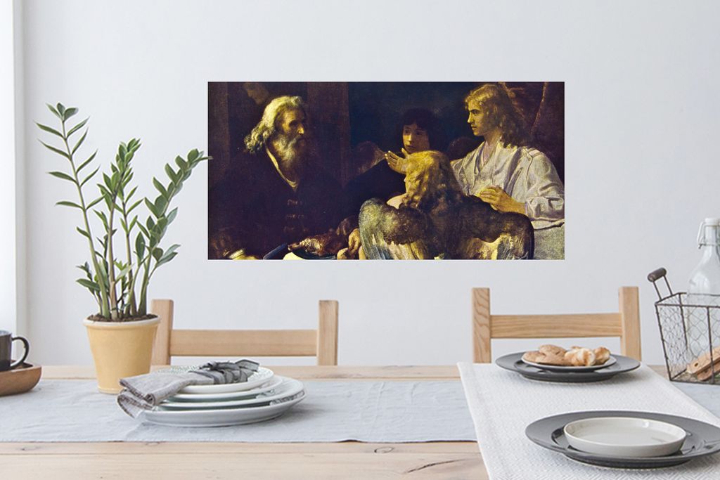 Wandtattoo Wandsticker Wandaufkleber Abraham und die Engel - Rembrandt van Rijn 80x40 cm Selbstklebend und Repositionierbar