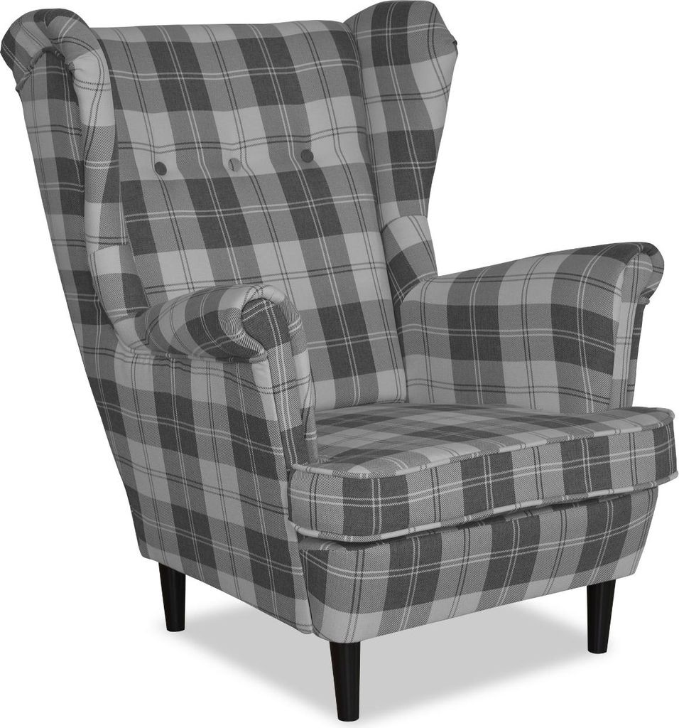 Family Meble Ohrensessel Winston Relaxsessel Skandinavisch Bequemer Sessel Loungesessel Fernsehsessel Für Wohnzimmer Schlafzimmer Büro Grau
