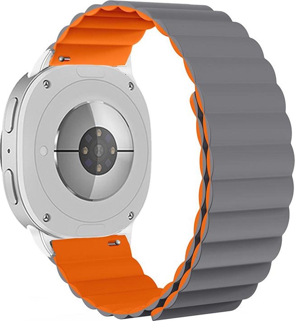Magnetisches Silikon Armband für Samsung Galaxy Watch 8 / 8 Classic Grau / Orange