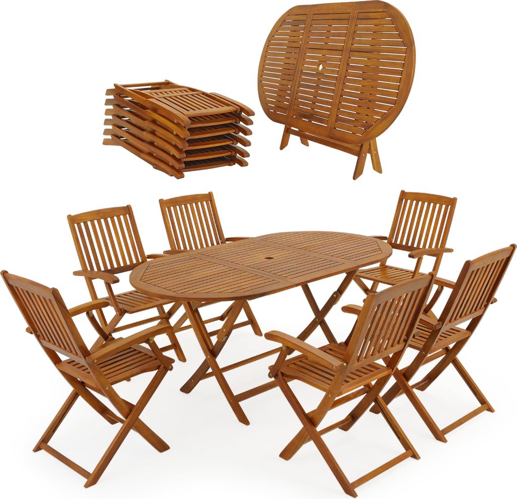 CASARIA® Table De Jardin Exterieur Avec Chaise 6 Personnes Image du produit 