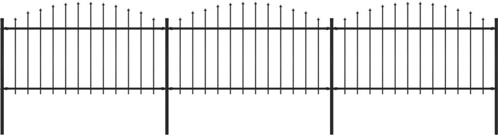 Gartenzaun mit Speerspitzen Stahl (1,25 - 1,5) x 5,1 m Schwarz