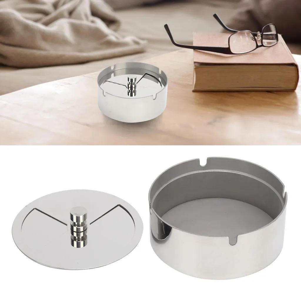 Cendrier de terrasse Inox coupe-vent résistant aux intempéries, 15cm - 4