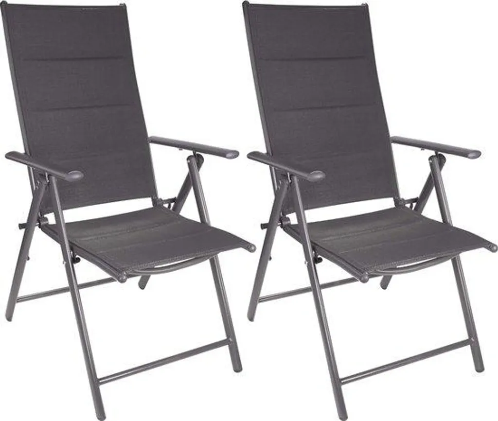Chaises de jardin en métal gris durables et confortables pour le dos, lot 2