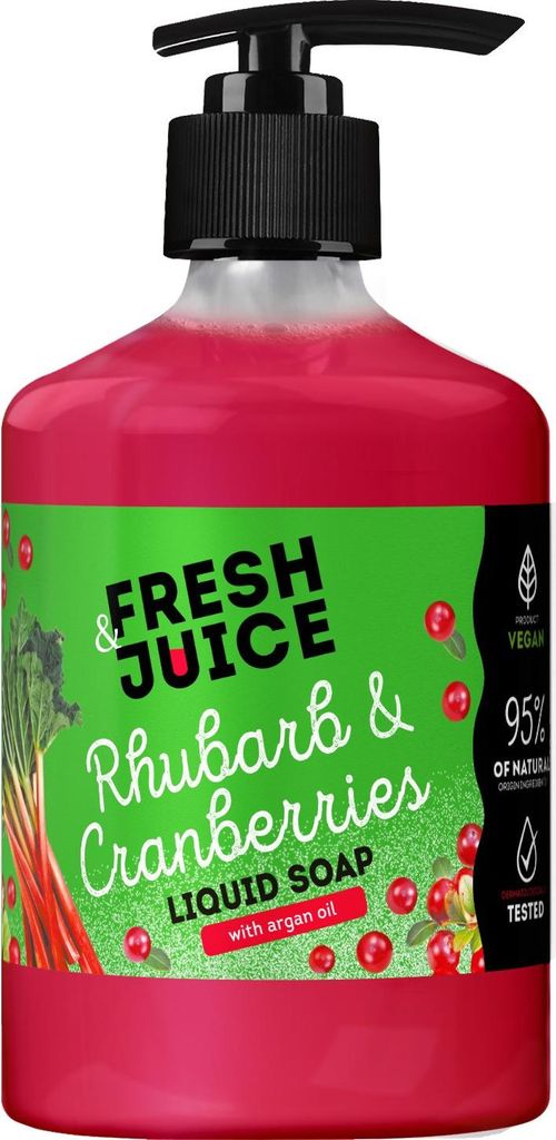 FRESH JUICE Flüssigseife mit Rhabarber- und Cranberrygeschmack, 460 ml