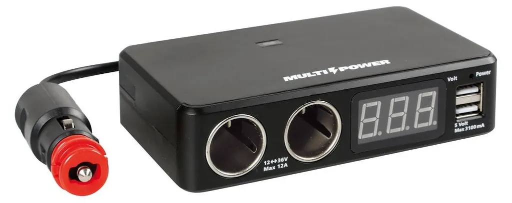 Chargeur Voiture Multi-Power 2 USB et 2 Allume-cigare pour Camping-car