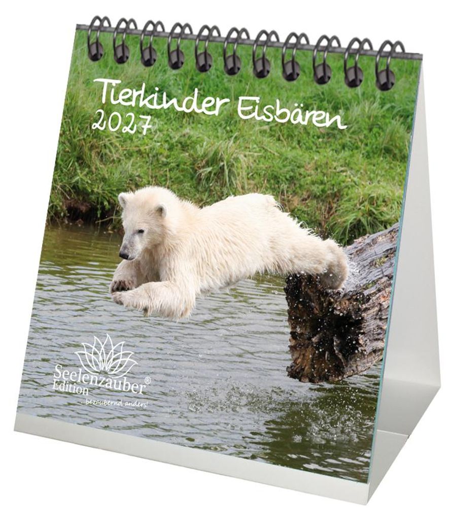 Tierkinder Eisbären Tischkalender 10x10cm für 2027 Eisbär - Seelenzauber