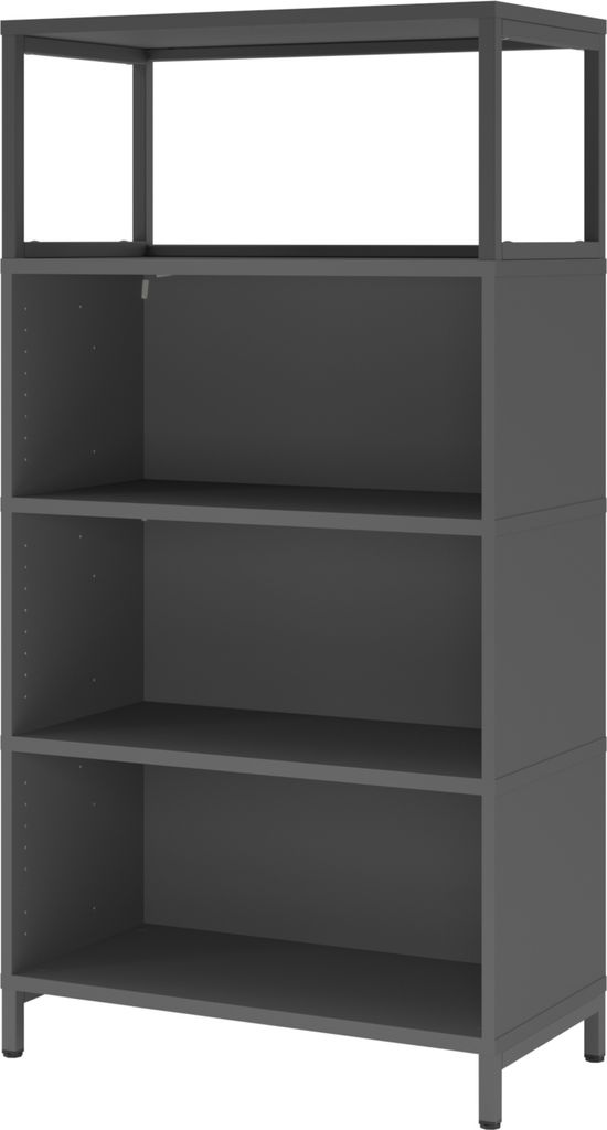 Hammerbacher Regal FlexWall 4OH 1offen Sockel graphit