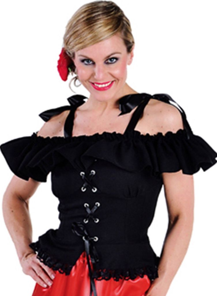 M212138-2-S schwarz Carmenbluse Cowgirlbluse Trachtenbluse Gr.S