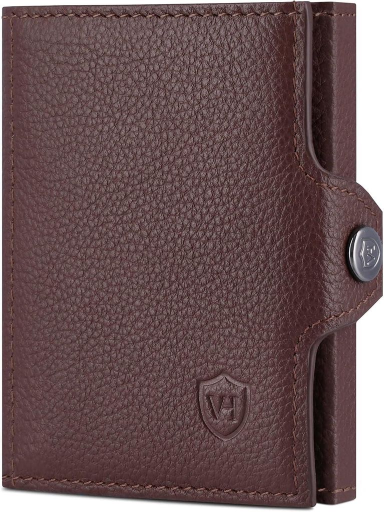 Slim Wallet mit XXL Münzfach und RFID Schutz aus Echtleder Mini Geldbörse für Damen und Herren Kartenetui Portemonnaie Kompakt