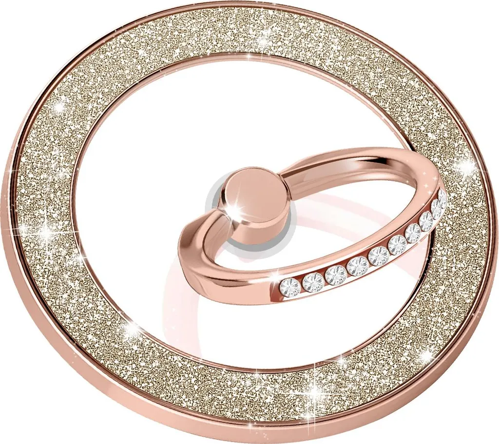 Porta Anello Magnetico MagSafe Max Excell Rotante Glitter Oro Rosa
