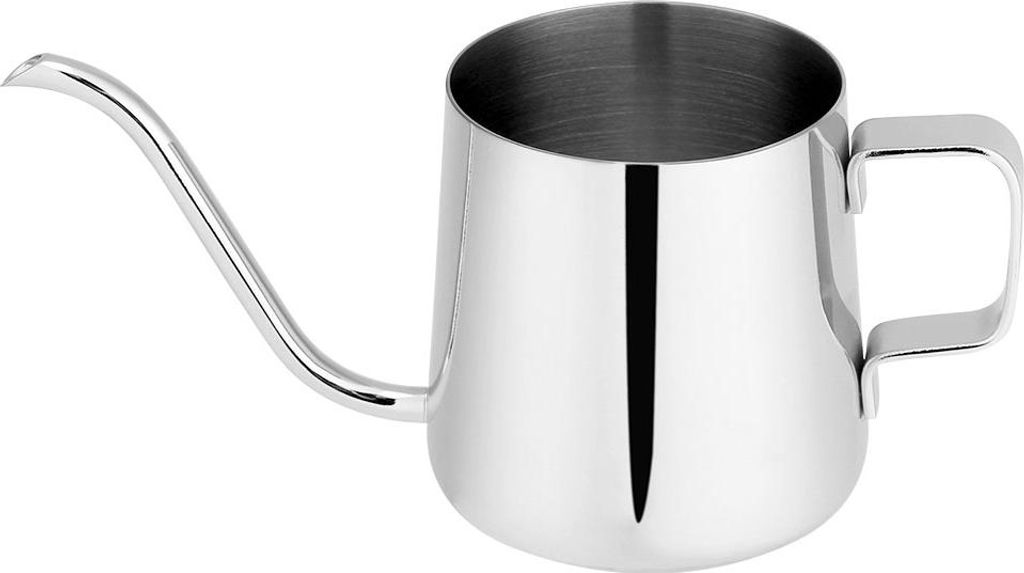 Edelstahl Tropfkaffeekanne Langer Schwanenhals Ausguss Wasserkocher Tasse Tee Werkzeug (Silber 350mL)