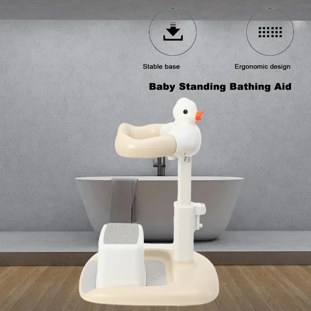 Support de baignoire ergonomique pour bébé, réglable et stable en ABS blanc - 5
