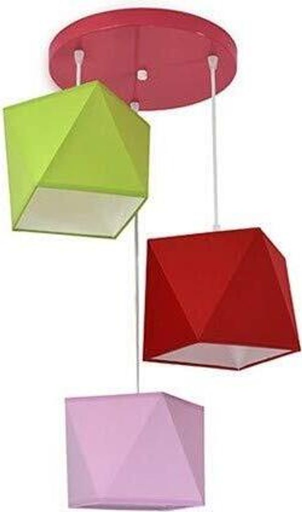Hängelampe Kinderlampe für Kinderzimmer schöne Hängeleuchte Metall verschiedene Varianten 299-E3D (Grün-Rot-Rosa)