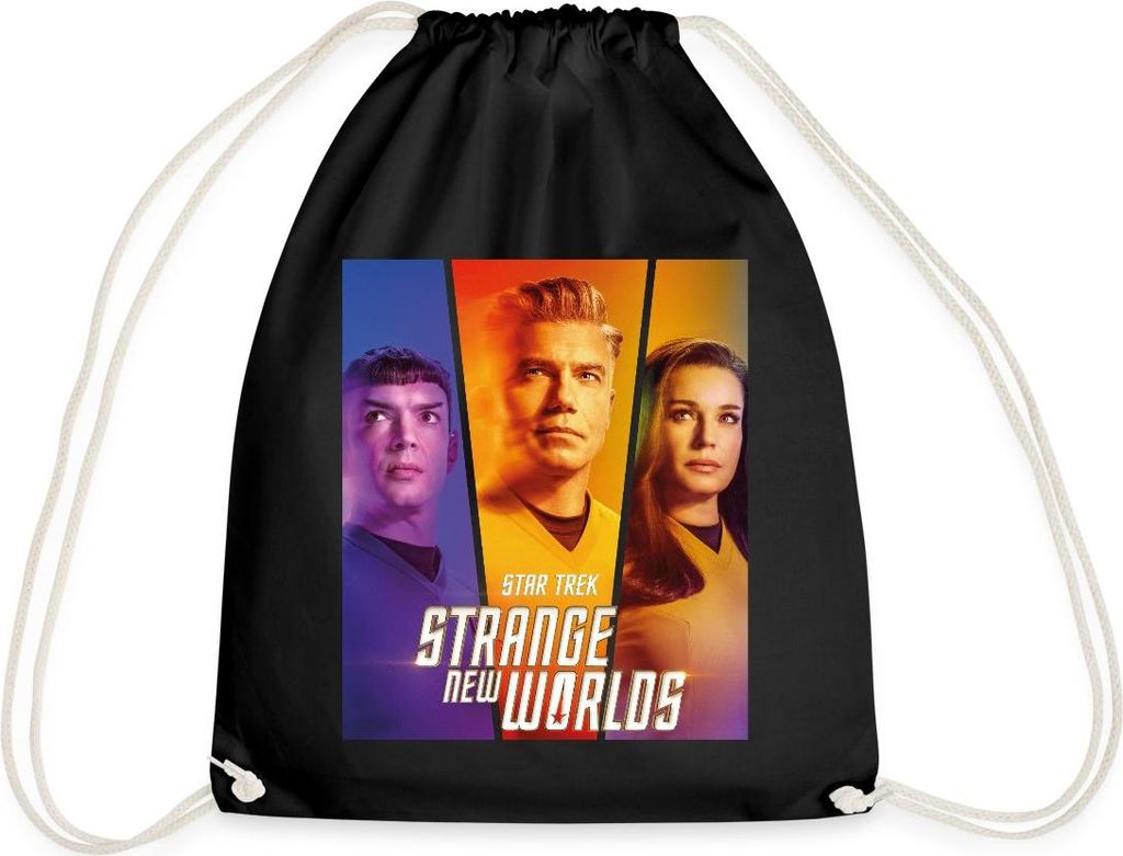 Spreadshirt Star Trek Strange New World Spock, Pike Und Una Turnbeutel, One size, Schwarz